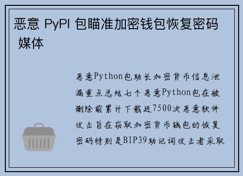 恶意 PyPI 包瞄准加密钱包恢复密码 媒体
