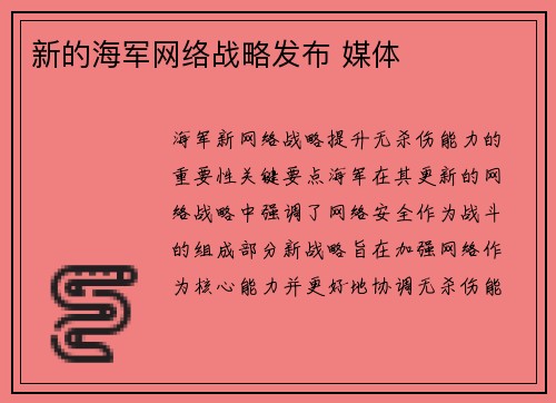 新的海军网络战略发布 媒体